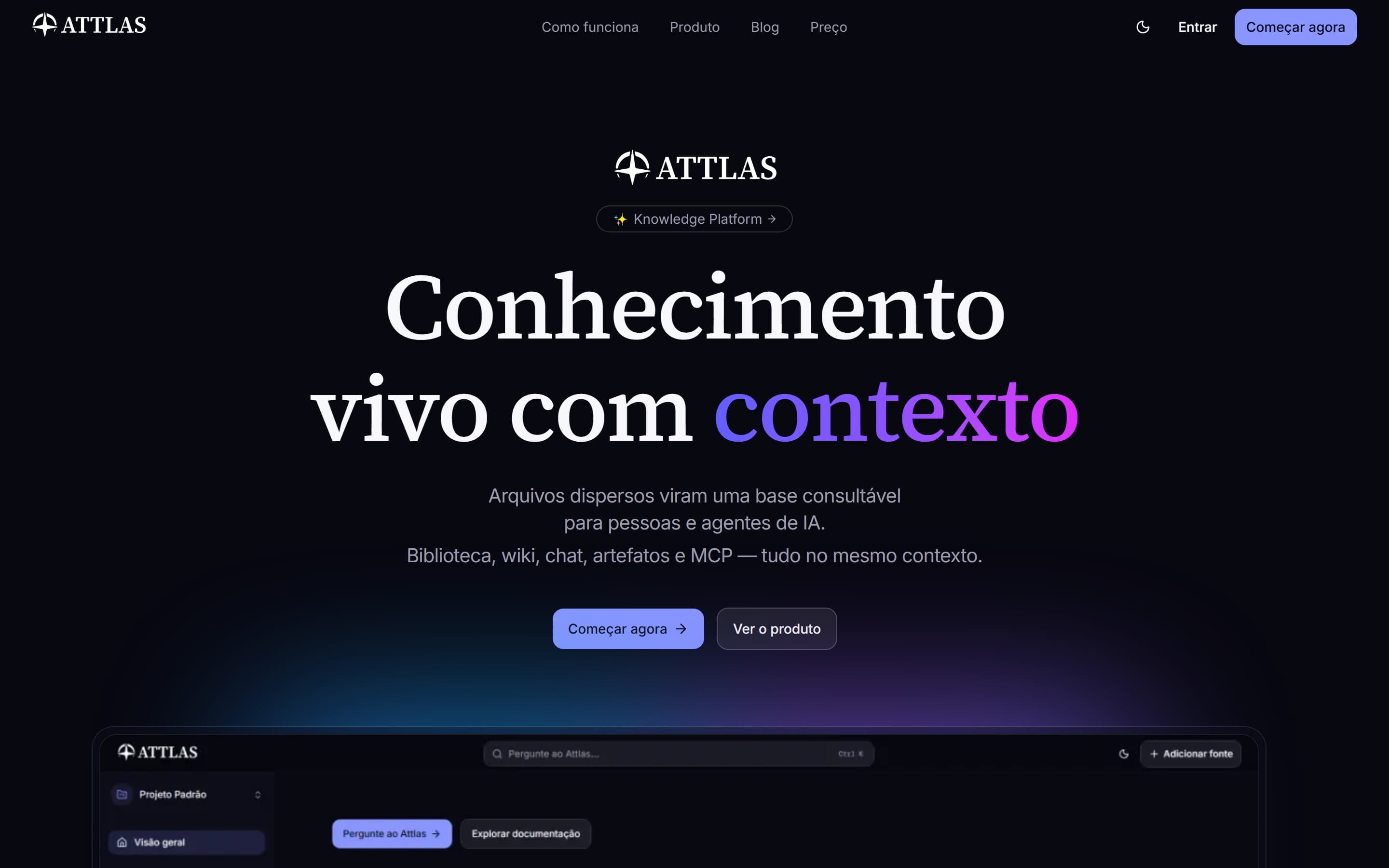 Página inicial do Attlas